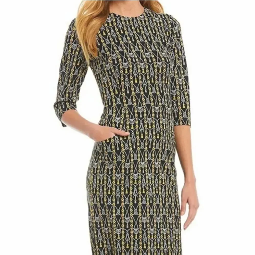 J. McLaughlin Catalyst Rope & Chain Link Signature Catalina Cloth Sheath Dress S